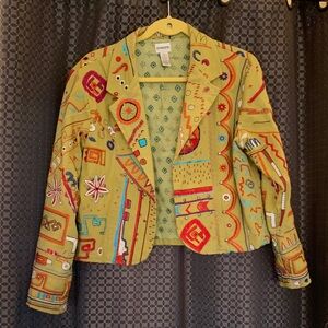Chico's Colorful Embroidered Blazer